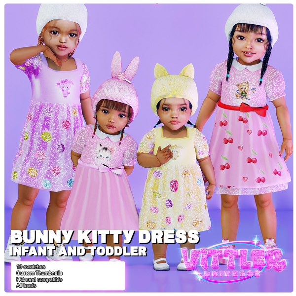 Alpha Bunny Kitty Dress for Infant and Toddler by simsfinds - The Sims 4 Custom Content