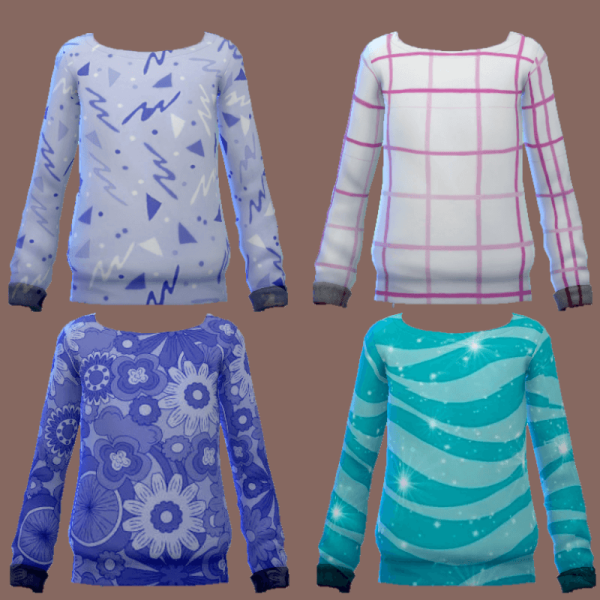 Maxis Match Y2K Girls Sweatshirt by simsfinds - The Sims 4 Custom Content