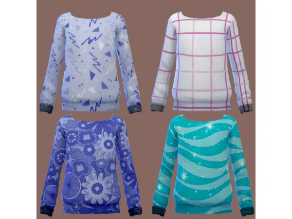 Maxis Match Y2K Girls Sweatshirt by ecstatic_payne79 - The Sims 4 Custom Content