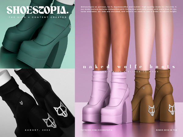 Alpha Naked Wolfe Spice Heeled Boots by shoestopia - The Sims 4 Custom Content