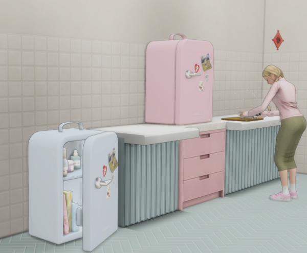 Maxis Match Cosmetic Mini Fridge by simsfinds - The Sims 4 Custom Content