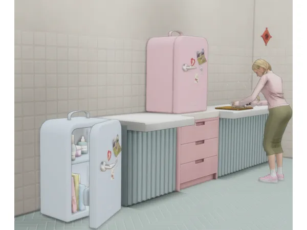 Maxis Match Cosmetic Mini Fridge by yaya_sims - The Sims 4 Custom Content