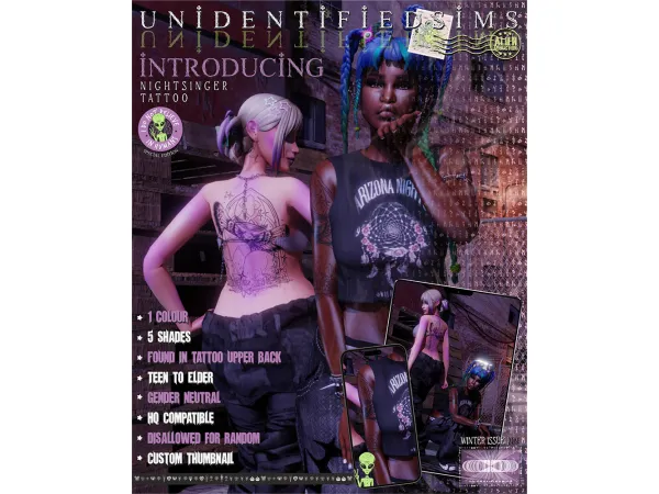 Mix Nightsinger Tattoo - The Sims 4 Custom Content