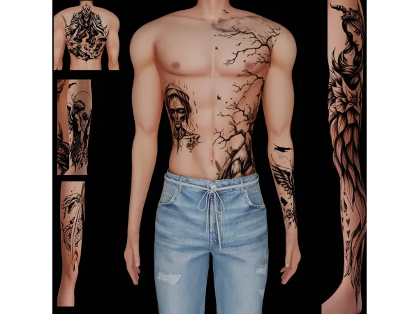 Mix Male tattoos 21 by Simmer_creator - The Sims 4 Custom Content