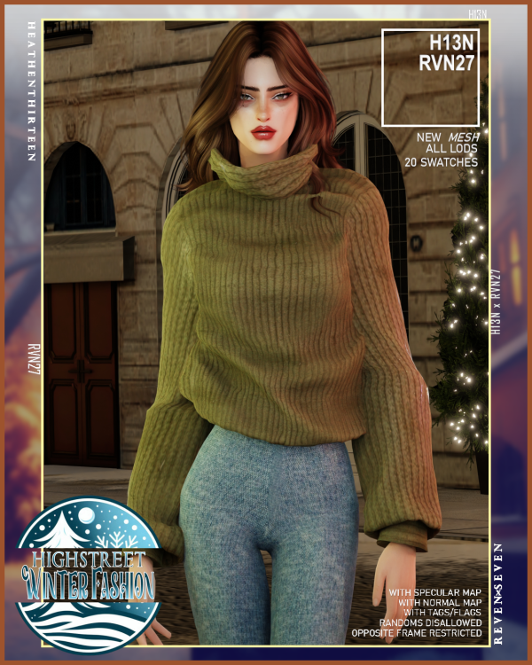 Alpha Women's Cowl Neck Long Sleeves Oversized Pullover by simsfinds - The Sims 4 Custom Content
