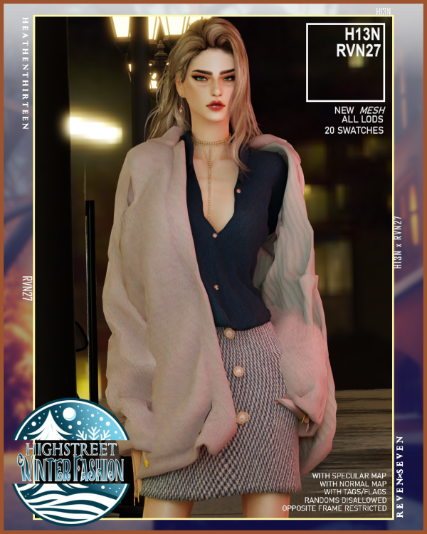 Alpha Women's Unbuttoned Dress Shirt with Oversized Cozy Hoodie by simsfinds - The Sims 4 Custom Content