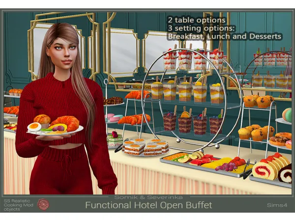 Alpha Open Buffet Table severinka by somik - The Sims 4 Custom Content