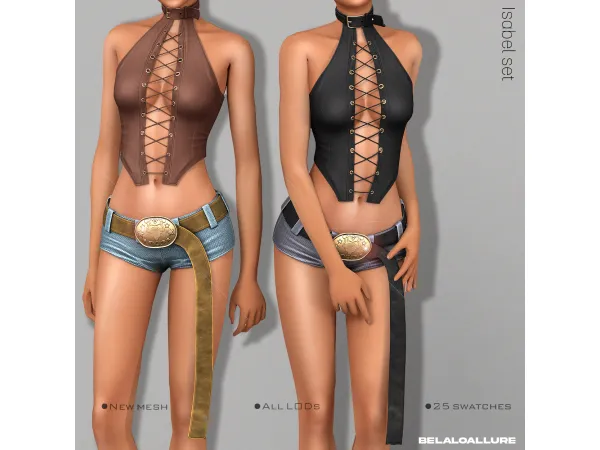 Alpha Belaloallure Isabel top and shorts After hours collection - The Sims 4 Custom Content