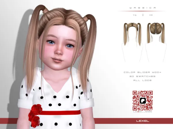 Alpha Yassica toddler hairstyle by LEXEL - The Sims 4 Custom Content