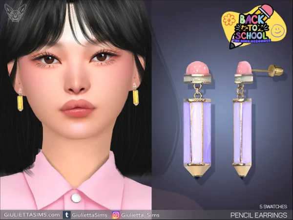 Alpha Pencil Earrings - The Sims 4 Custom Content
