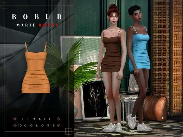 Alpha Marie Short knitted dress - The Sims 4 Custom Content