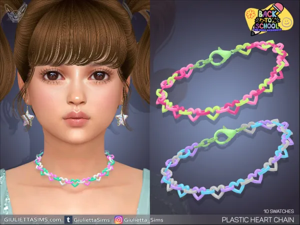 Alpha Plastic Heart Necklace For Kids - The Sims 4 Custom Content