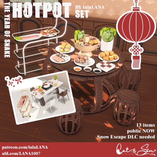 Alpha Chinese New Year gift Hotpot Set by simsfinds - The Sims 4 Custom Content