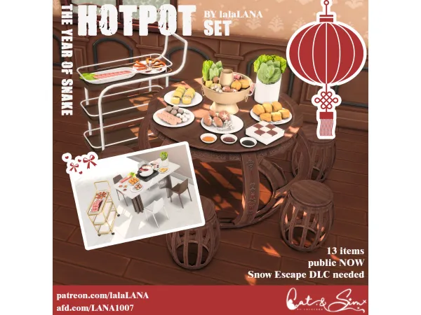 Alpha Chinese New Year gift Hotpot Set by lalaLANA - The Sims 4 Custom Content