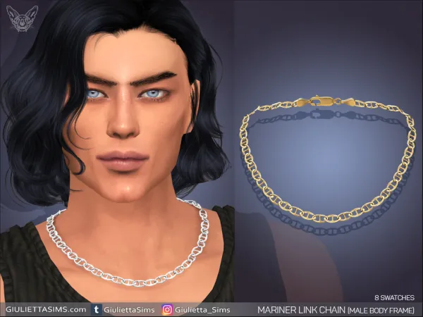Alpha Mariner Chain Necklace For Men (male body frame) - The Sims 4 Custom Content