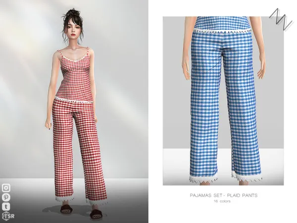 Maxis Match PAJAMAS SET PLAID PANTS by thesimsresource - The Sims 4 Custom Content