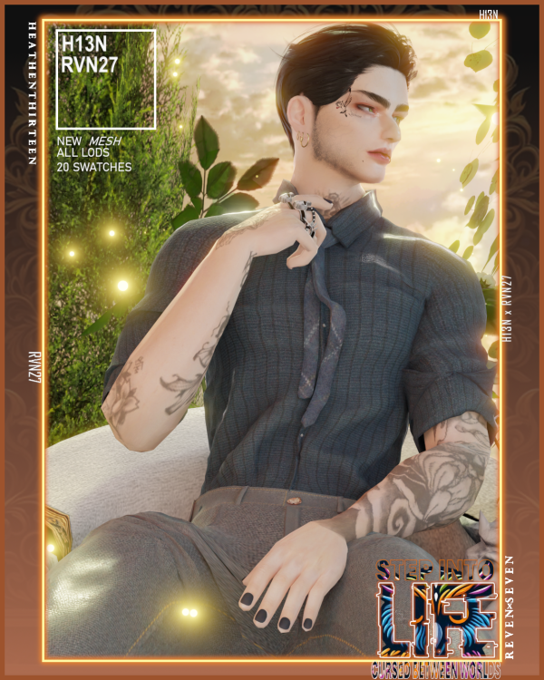 Alpha Men's Business Rolled Up Sleeve Fitted Shirt by simsfinds - The Sims 4 Custom Content