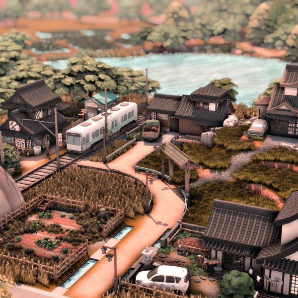 Maxis Match Japanese Countryside Village by simsfinds - The Sims 4 Custom Content