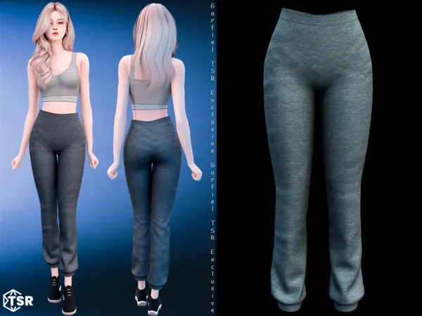 Alpha Yvette Casual sweatpants with a snug fit by Garfiel - The Sims 4 Custom Content