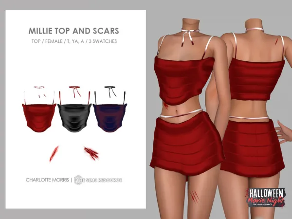 Alpha Millie Top and Scars by Charlotte Morris - The Sims 4 Custom Content