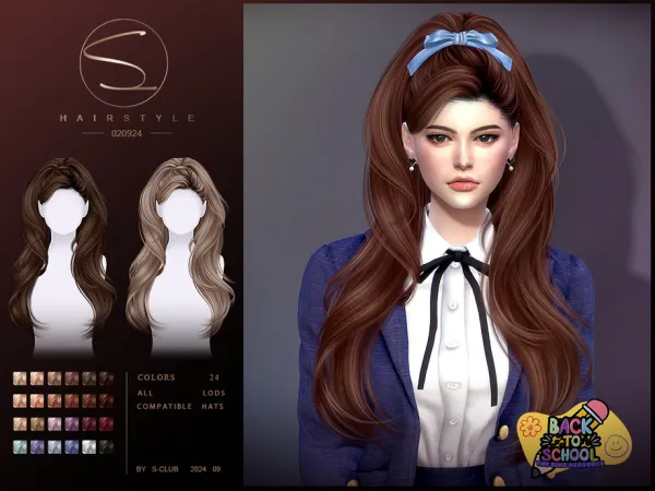 Alpha Curly ponytail hairstyle 020924 Club by S - The Sims 4 Custom Content