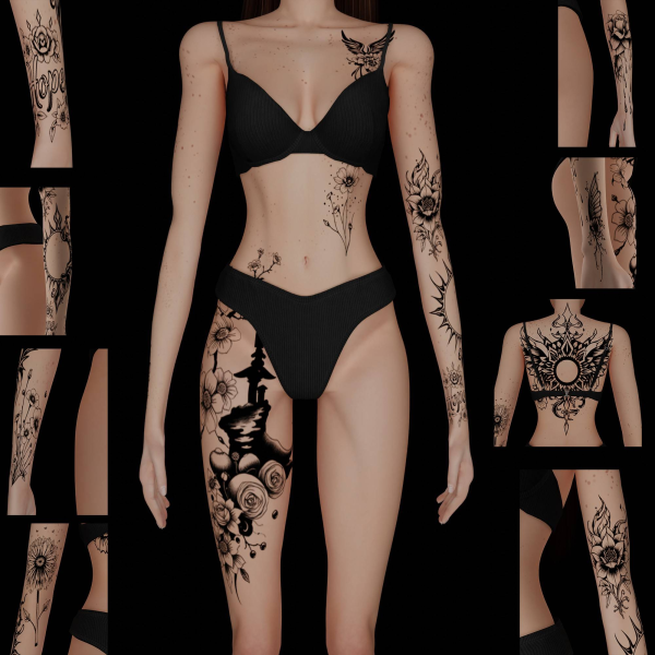 Mix Female tattoos 23 by simsfinds - The Sims 4 Custom Content