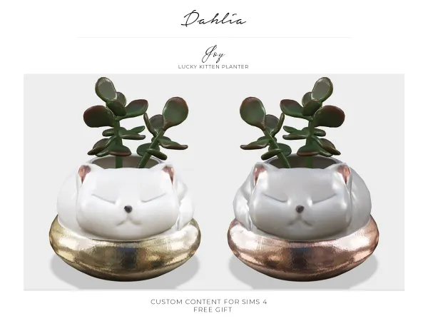 Alpha dahlia joy lucky kitten planter (gift) - The Sims 4 Custom Content