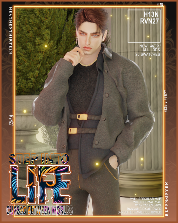Alpha Men's Street Style Strapped Harness Half Tucked Shirt Coach Jacket by simsfinds - The Sims 4 Custom Content