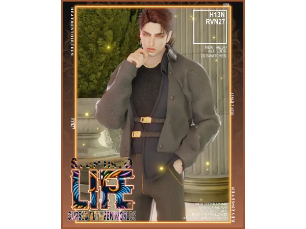 Alpha Men's Street Style Strapped Harness Half Tucked Shirt Coach Jacket by rvn2seven - The Sims 4 Custom Content