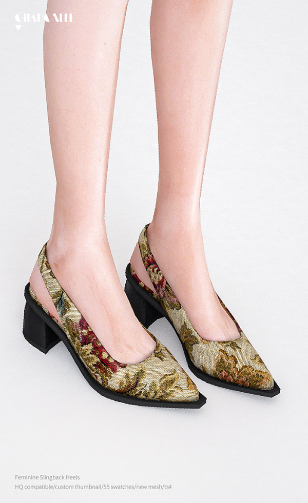 Alpha Feminine Slingback Heels by simsfinds - The Sims 4 Custom Content
