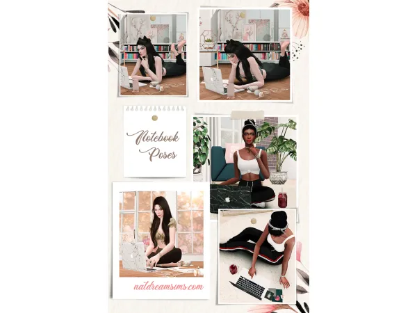 Mix Notebook Pose Pack by Natdreamsims - The Sims 4 Custom Content