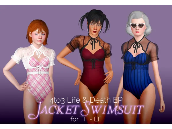 4to3 Life Death EP Jacket Swimsuit by bellakenobi - The Sims 3 Custom Content