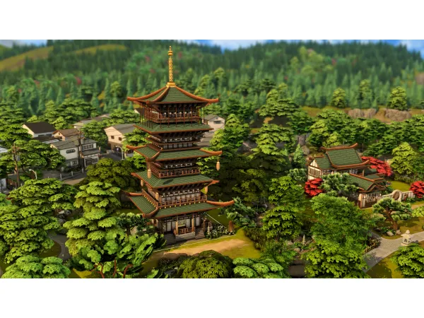 Maxis Match Japanese Temple (NO ) by PlumbobKingdom - The Sims 4 Custom Content