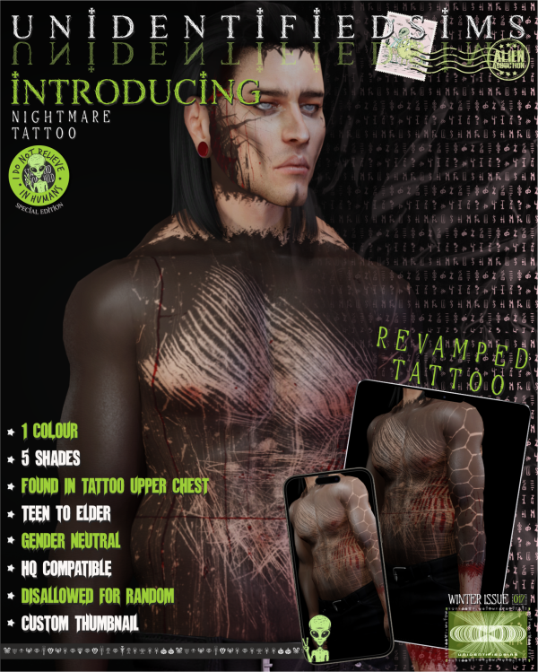Mix Nightmare Tattoo Revamped by unidentifiedsims - The Sims 4 Custom Content