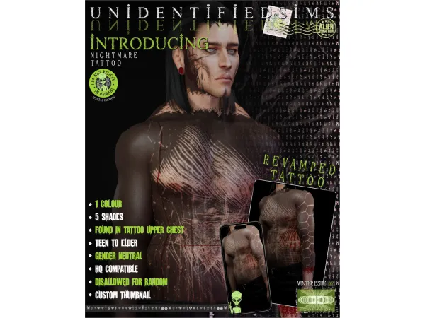 Mix Nightmare Tattoo Revamped - The Sims 4 Custom Content