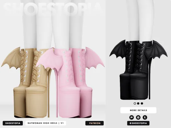 Alpha Shoestopia Batwoman Platform Boots by shoestopia - The Sims 4 Custom Content