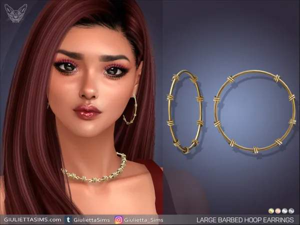 Alpha Barbed Wire Large Hoop Earrings - The Sims 4 Custom Content