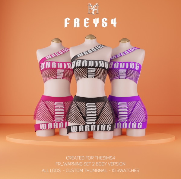 Alpha FR_Warning Set (2 VERSION) by freys4 - The Sims 4 Custom Content