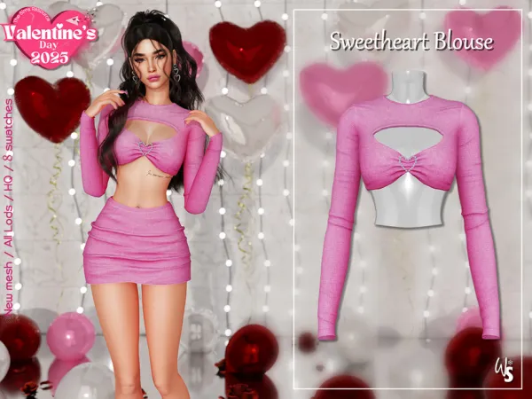 Alpha Sweetheart Set Blouse by WisteriaSims - The Sims 4 Custom Content