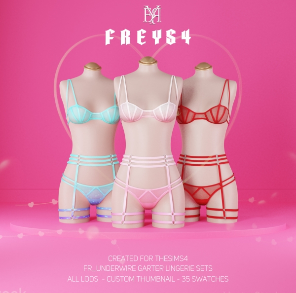 Alpha FR_Underwire Garter Lingerie Sets [Special Valentine's] by freys4 - The Sims 4 Custom Content