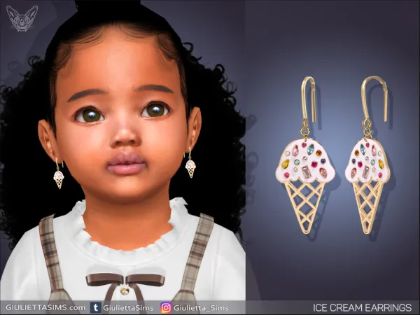 Alpha Ice Cream Earrings For Toddlers - The Sims 4 Custom Content