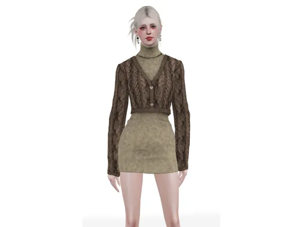 [sudal] Turtleneck n cardigan Dress - The Sims 3 Custom Content