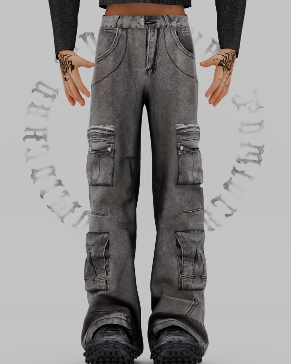 Alpha Multi Pocket Washed Cargo Jeans by simsfinds - The Sims 4 Custom Content