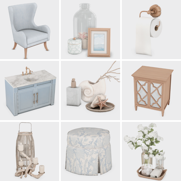 Maxis Match coastal beachy decor sims 4 finds by simsfinds - The Sims 4 Custom Content