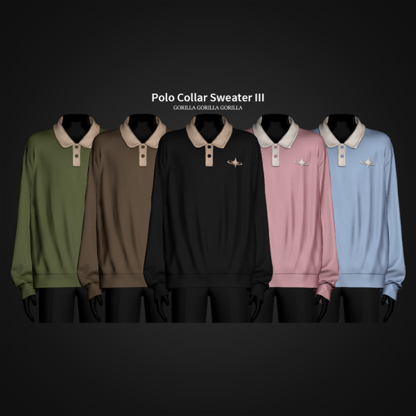 Alpha Polo Collar Sweater III by simsfinds - The Sims 4 Custom Content