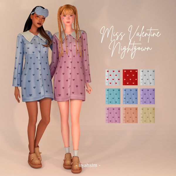 Maxis Match Miss Valentine Nightgown by liyahsim - The Sims 4 Custom Content