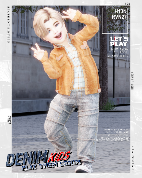 Alpha Toddler's Inside Shirt Suede Collar Denim Jacket by simsfinds - The Sims 4 Custom Content
