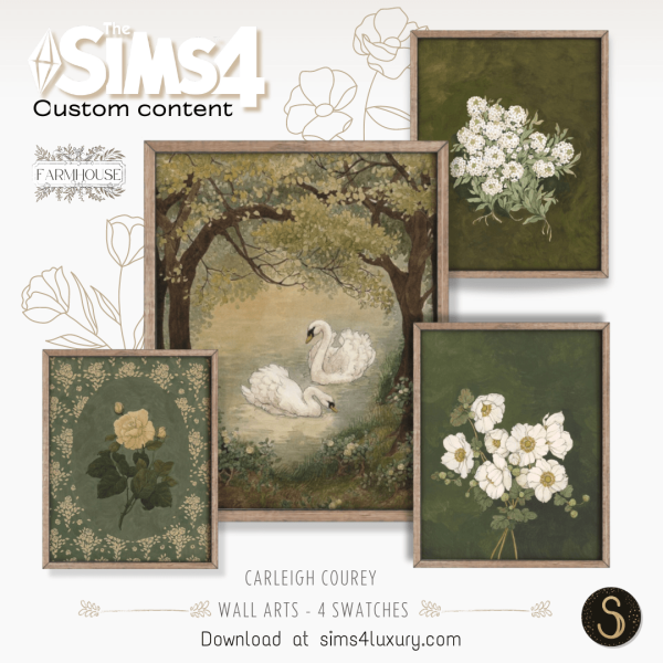 Alpha Sims4Luxury Farmhouse 2024 Carleigh Courey Wall standing arts by simsfinds - The Sims 4 Custom Content