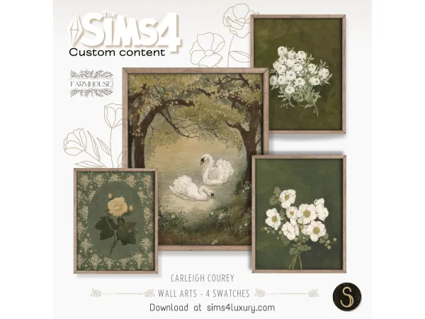 Alpha Sims4Luxury Farmhouse 2024 Carleigh Courey Wall standing arts by Sims4Luxury - The Sims 4 Custom Content