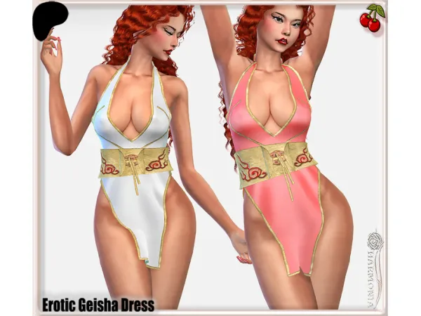 Alpha Erotic Mini Geisha Dress by harmoniasims4 - The Sims 4 Custom Content